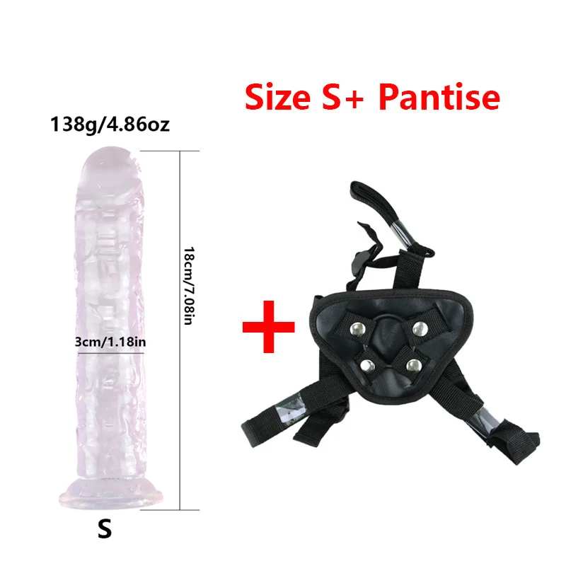 Jelly Dildo 6 sizes Penis Adjustable Strapon Dildo Realistic Sex Toys For Lesbian Women Couples Suction Cup Dildo Pants
