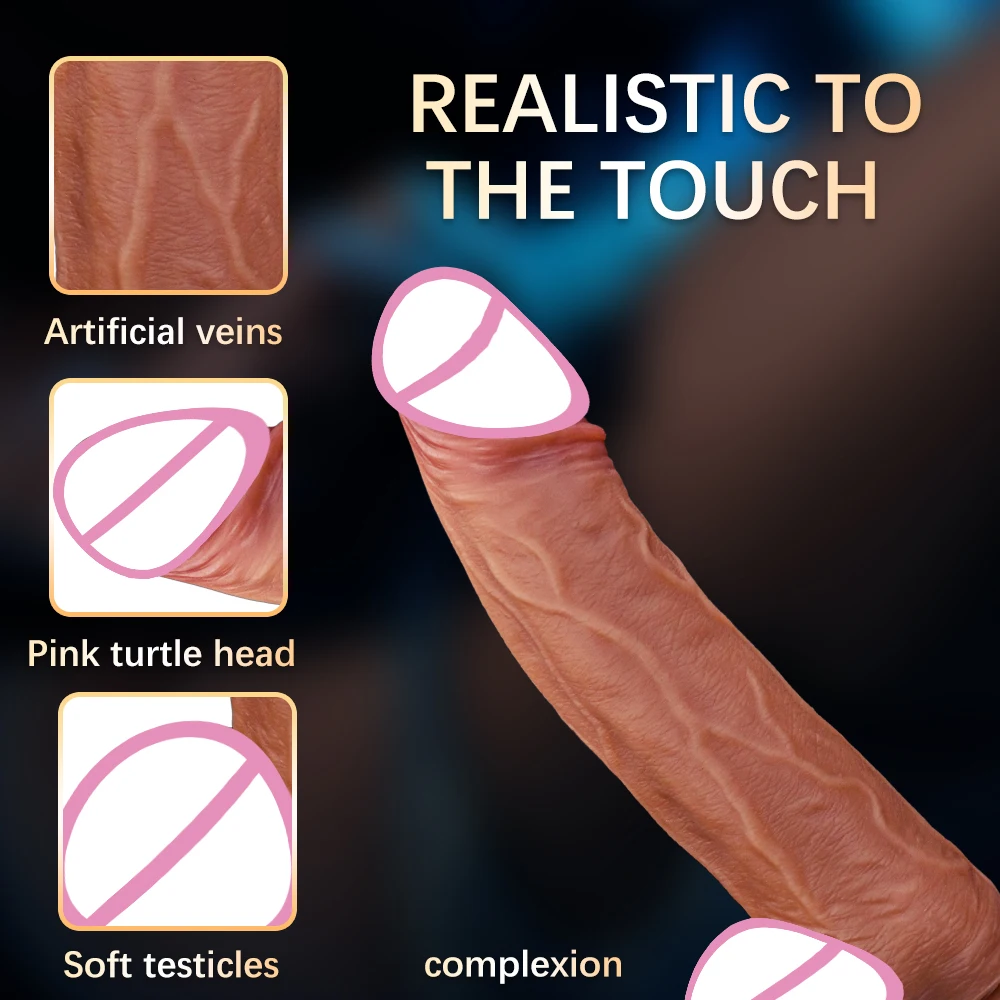 Realistic Veins Vibration Telescopic Dildo Silicone Suction Cup Thick Heating Dick Anal Sex Toys Men Women Remote Control Cock