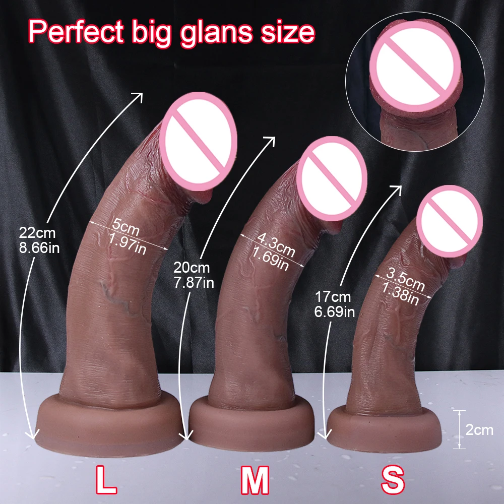 Big Glans Dildo Realistic Penis Soft Silicone Adults Strapon Vagina Orgasm Anal Sex Toys With Huge Suction Cup For Women And Man