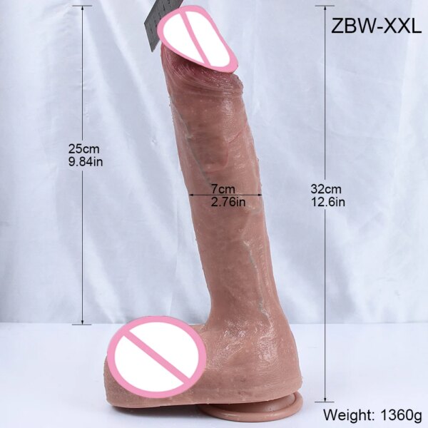 Huge XXL Realistic Dildo Soft Dick Strapon Suction Cup Penis Anal Sex Toys Flexible G-spot Stimulator with Curved Shaft and Ball