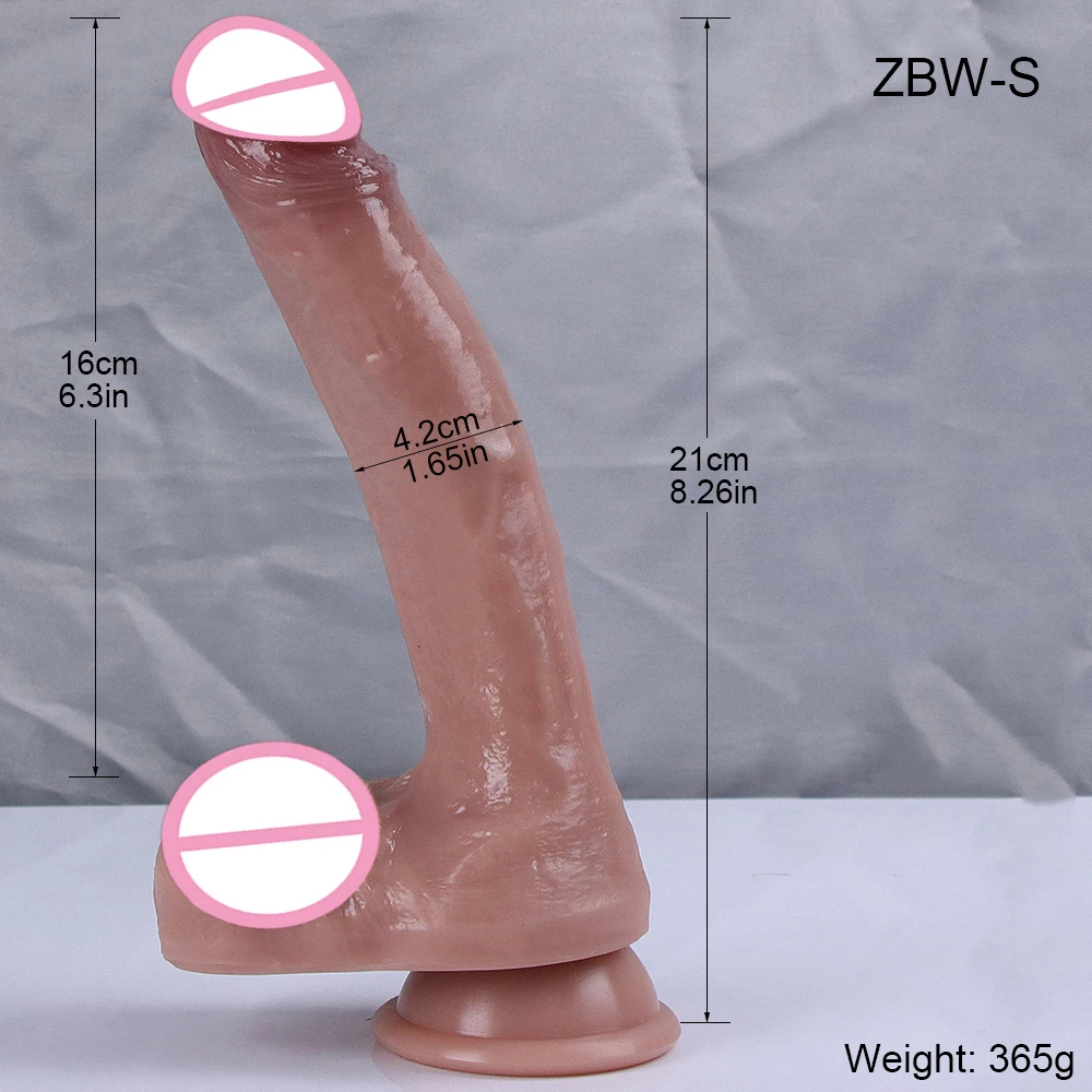 Huge XXL Realistic Dildo Soft Dick Strapon Suction Cup Penis Anal Sex Toys Flexible G-spot Stimulator with Curved Shaft and Ball