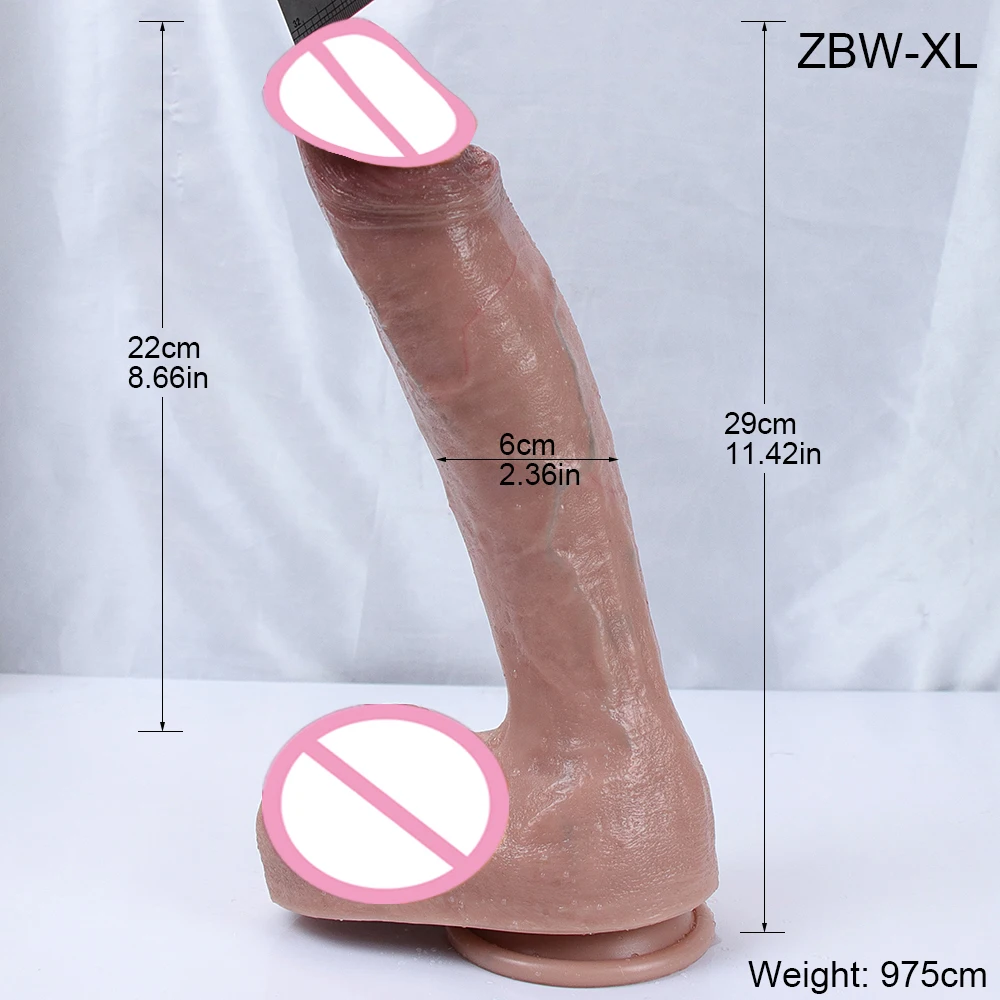 Huge XXL Realistic Dildo Soft Dick Strapon Suction Cup Penis Anal Sex Toys Flexible G-spot Stimulator with Curved Shaft and Ball