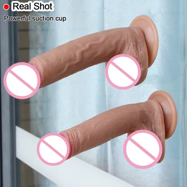Huge Realistic Dildo Skin feeling Phallus soft Big vibrator Penis With Suction Cup Sex Toy for Woman Strapon Female Masturbation