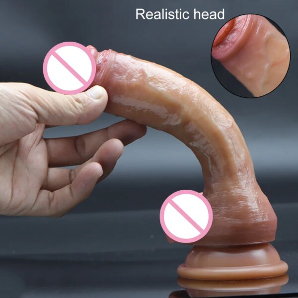Realistic Dildos 18+ Women Sex Toys Big Dick Penis Realistic Consolador Double Silicone Soft Dildo with Suction Cup NO Vibrator