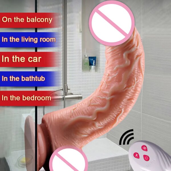 RC Dildo Realistic Silicone Heating 42°C telescopic vibration for Women Vibrator Female Orgasm Masturbation Sex Toys Man Penis