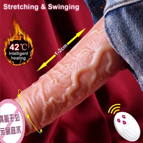 RC Dildo Realistic Silicone Heating 42°C telescopic vibration for Women Vibrator Female Orgasm Masturbation Sex Toys Man Penis