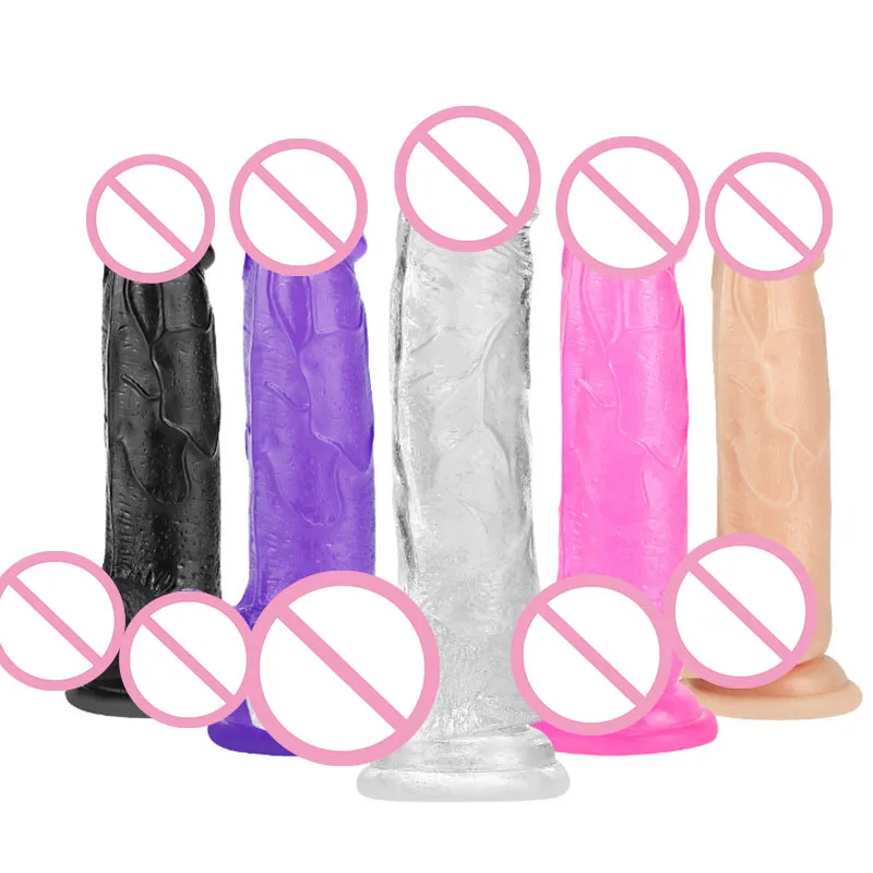 Soft Jelly Dildos With Strong Suction Cup Realistic Dildo Vibrator Artificial Penis for Lesbian Female Masturbate Sex Toys Soft Jelly Dildos With Strong Suction Cup Realistic Dildo Vibrator Artificial Penis for Lesbian Female Masturbate Sex Toys