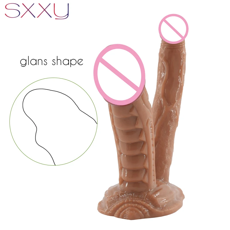 SXXY Double Dildo Harness Dual Heads Adults Sex Toys with Sucker for Lesbian Female Masturbator Animal Horse Anal Plug Dog Penis SXXY Double Dildo Harness Dual Heads Adults Sex Toys with Sucker for Lesbian Female Masturbator Animal Horse Anal Plug Dog Penis