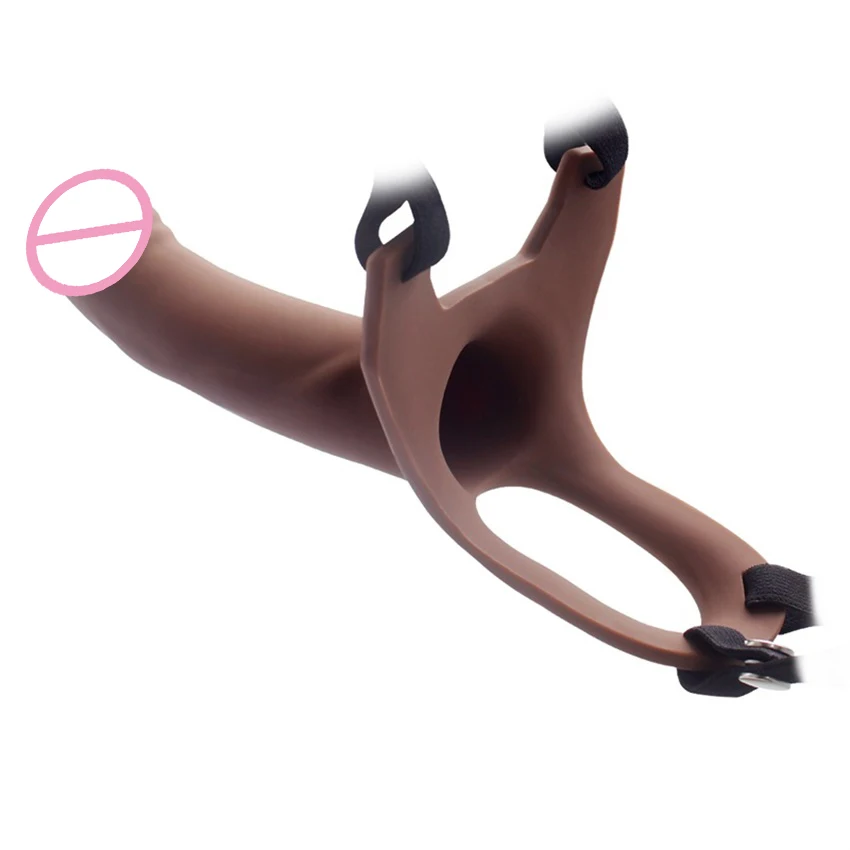 APHRODISIA Remote Control Hollow Strapon Dildo Vibrator for Men, Gay Male Penis Extension Vibrating Strap on Dildo with Harness