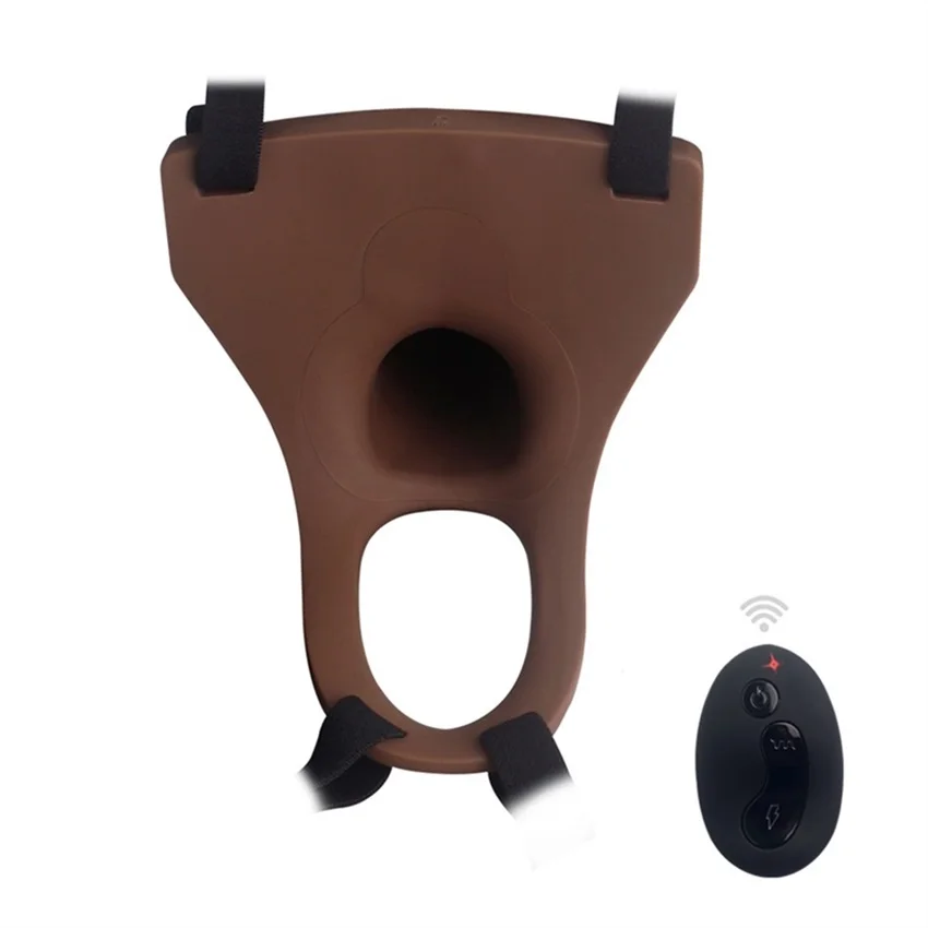 APHRODISIA Remote Control Hollow Strapon Dildo Vibrator for Men, Gay Male Penis Extension Vibrating Strap on Dildo with Harness