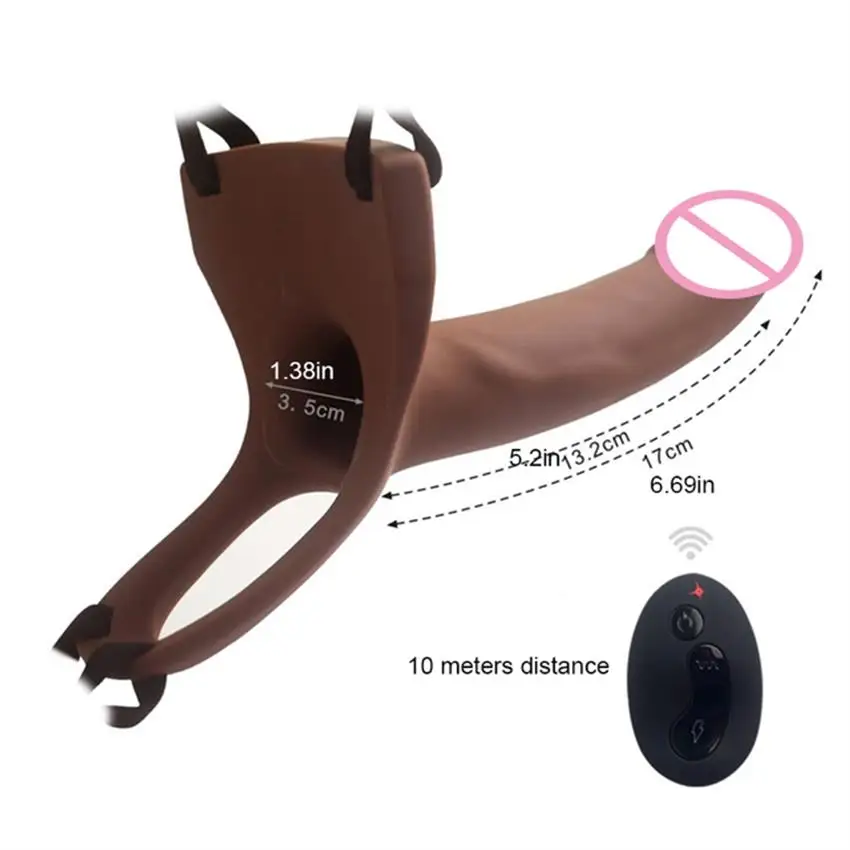 APHRODISIA Remote Control Hollow Strapon Dildo Vibrator for Men, Gay Male Penis Extension Vibrating Strap on Dildo with Harness