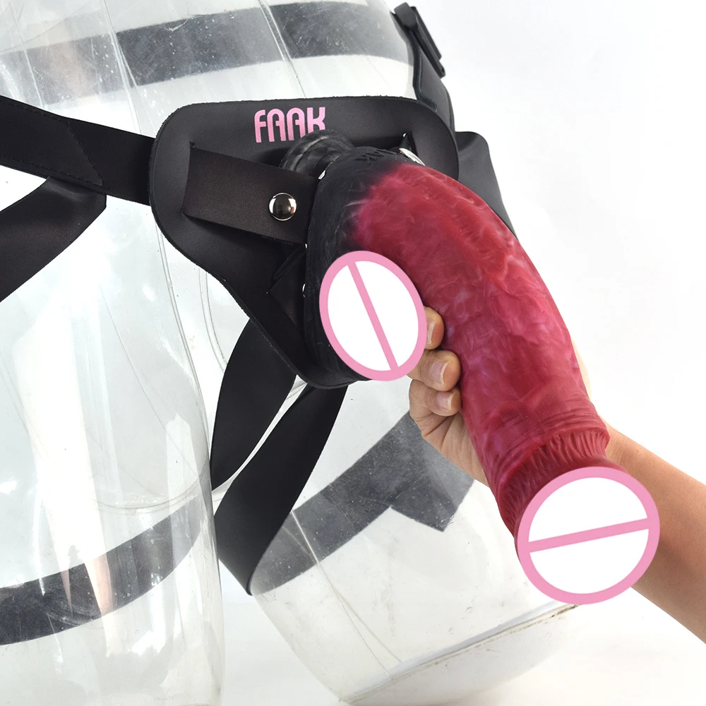 FAAK Strap On Large Penis With Suction Cup Genuine Leather Harness Strapon Realistic Dildo Flexible Soft Silicone Big Dong FAAK Strap On Large Penis With Suction Cup Genuine Leather Harness Strapon Realistic Dildo Flexible Soft Silicone Big Dong