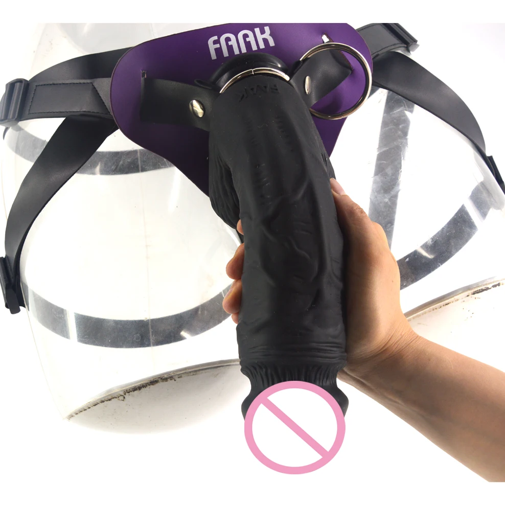 FAAK Strap On Large Penis With Suction Cup Genuine Leather Harness Strapon Realistic Dildo Flexible Soft Silicone Big Dong FAAK Strap On Large Penis With Suction Cup Genuine Leather Harness Strapon Realistic Dildo Flexible Soft Silicone Big Dong
