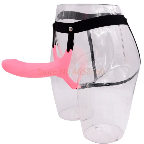 Full Silicone Strappy Hollow Penis Extender Strapon Dildo Silicone Strap on Dildo with Harness Kit Sex Toys for Men No Vibration