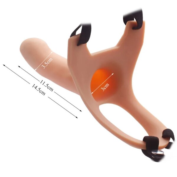 Soft Full Silicone Hollow Penis Extender Strap On Dildo for Men Penis Extension Strapon Dildo with Harness Belt No Vibration