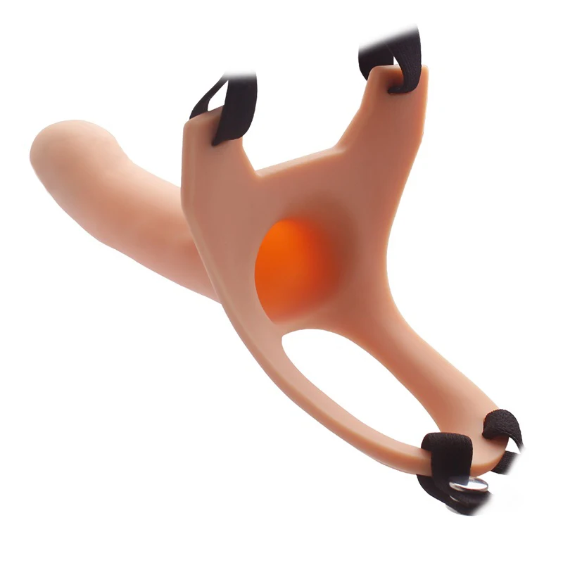 Soft Full Silicone Hollow Penis Extender Strap On Dildo for Men Penis Extension Strapon Dildo with Harness Belt No Vibration