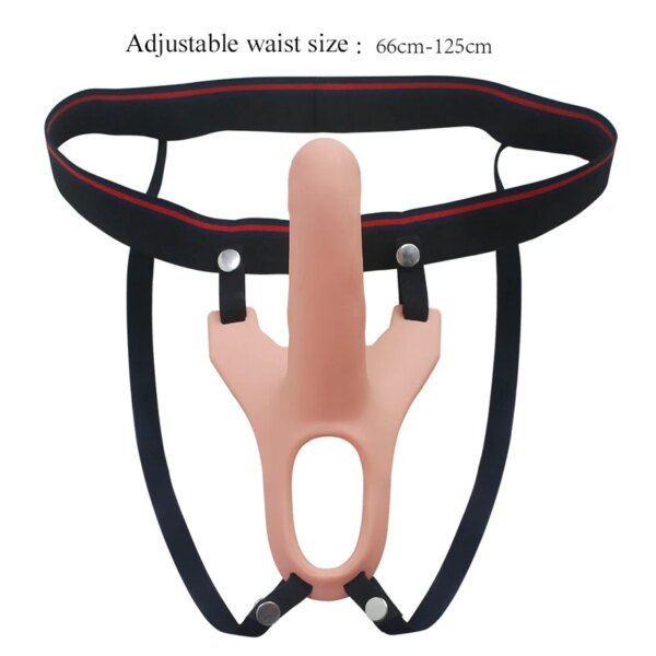 Soft Full Silicone Hollow Penis Extender Strap On Dildo for Men Penis Extension Strapon Dildo with Harness Belt No Vibration