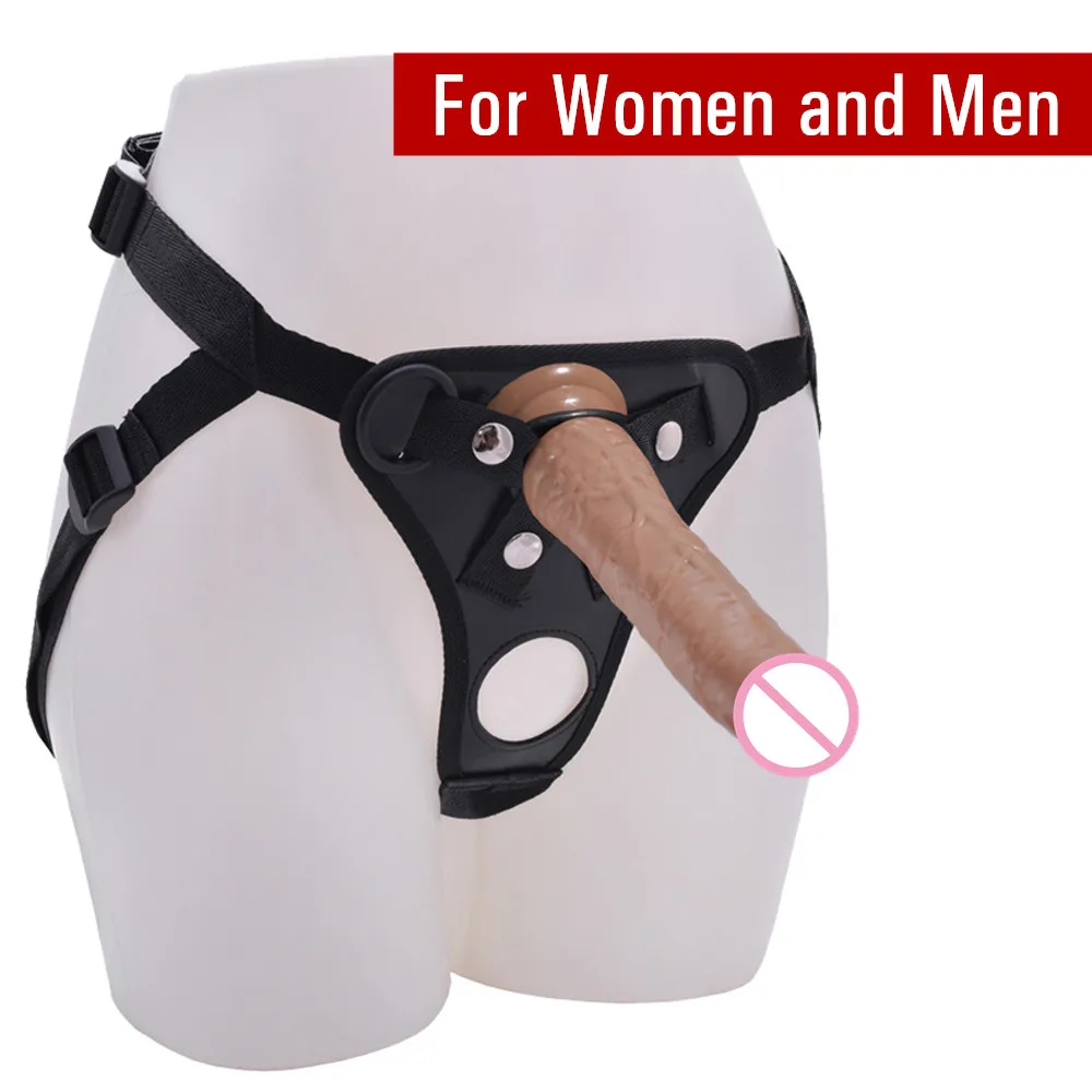 Sexy Leather Panties Bondage Strapon Chastity Pants With Penis Dildo Set Body Harness Couples Flirting Sex Toys for Women Men 18