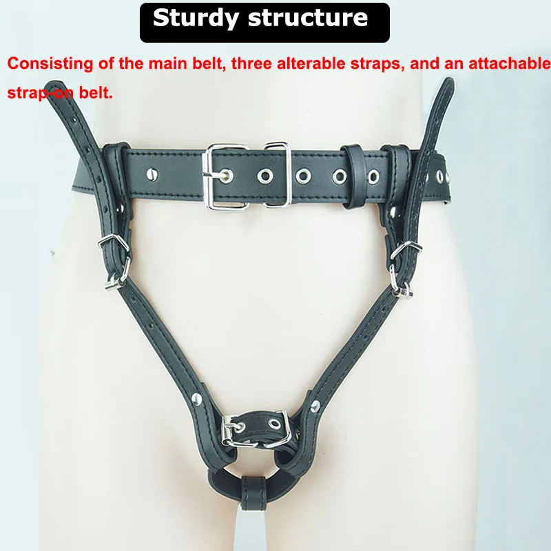 BDSM Chastity Forced Orgasm Belt For Vibrator,Leather Bondage Strap-on Harness,Strapon Magic Wand Massager,Sex Toys For Women
