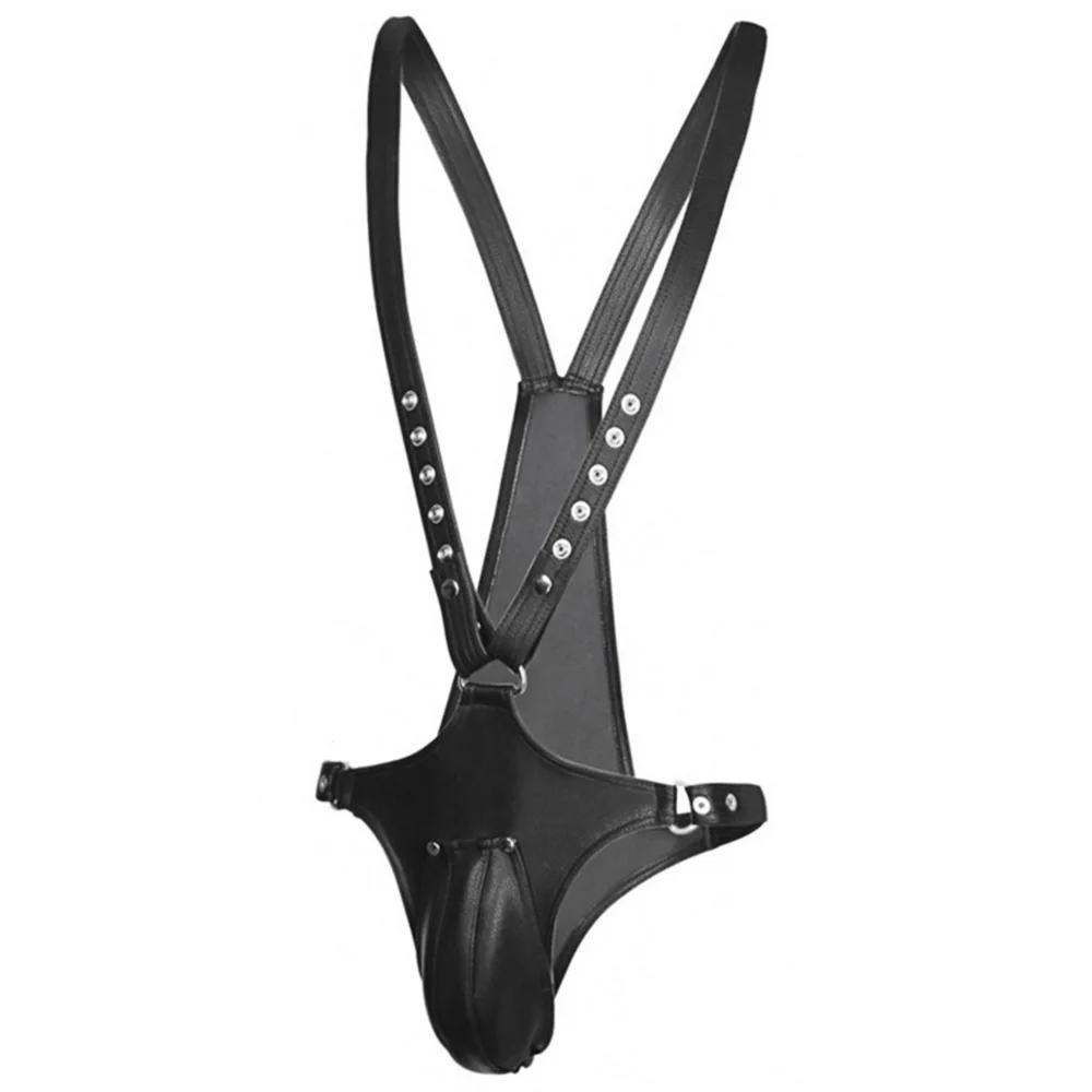 Leather Sexy Underwear Pants for Men Gay Chastity Cage Harness Strapon Kit Adult Games Bondage Set Erotic Products Sex Toys Shop