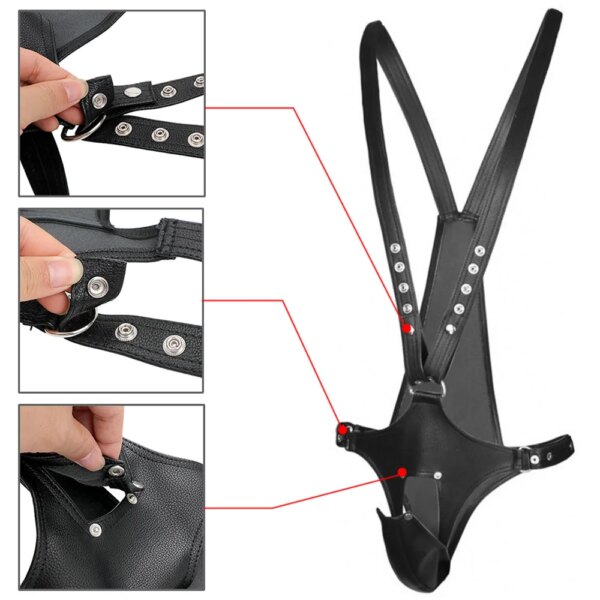Leather Sexy Underwear Pants for Men Gay Chastity Cage Harness Strapon Kit Adult Games Bondage Set Erotic Products Sex Toys Shop