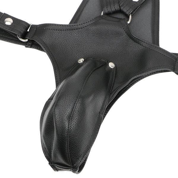 Leather Sexy Underwear Pants for Men Gay Chastity Cage Harness Strapon Kit Adult Games Bondage Set Erotic Products Sex Toys Shop