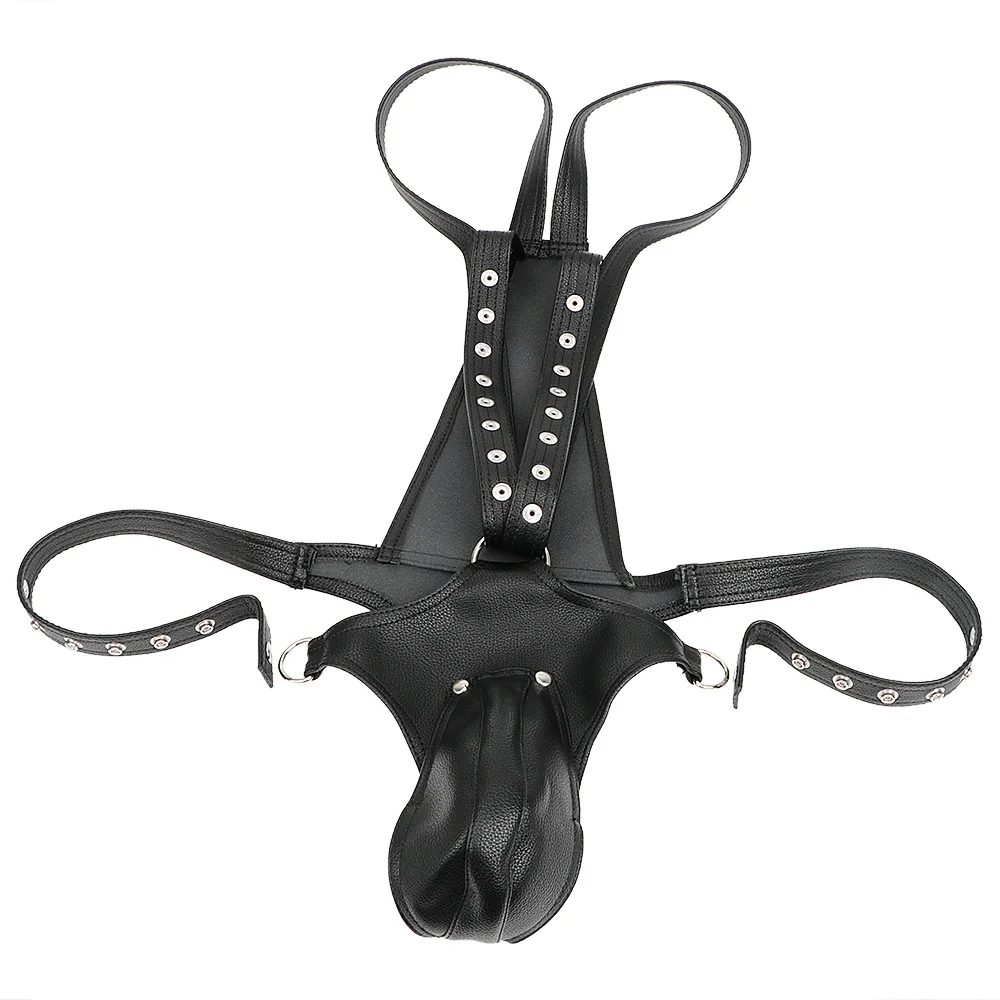Leather Sexy Underwear Pants for Men Gay Chastity Cage Harness Strapon Kit Adult Games Bondage Set Erotic Products Sex Toys Shop