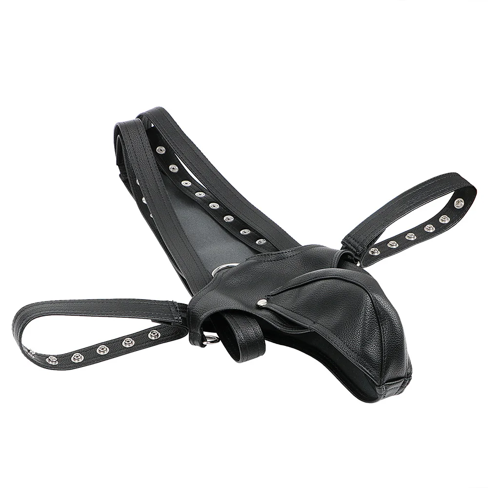 Leather Sexy Underwear Pants for Men Gay Chastity Cage Harness Strapon Kit Adult Games Bondage Set Erotic Products Sex Toys Shop