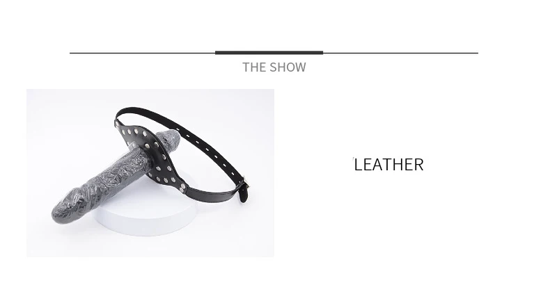 Double-Ended Dildo Deep Blowjob Sex Toy Gag Open Mouth Plug Leather Harness Lesbian Strapon Penis Butt Plug BDSM Erotic Bondage