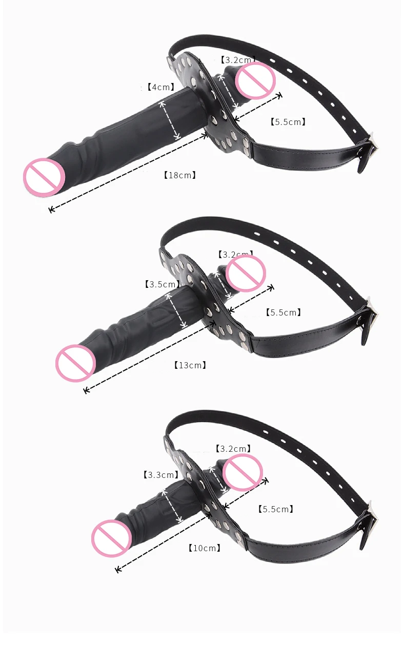 Double-Ended Dildo Deep Blowjob Sex Toy Gag Open Mouth Plug Leather Harness Lesbian Strapon Penis Butt Plug BDSM Erotic Bondage