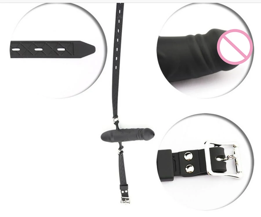Double-Ended Dildo Deep Blowjob Sex Toy Gag Open Mouth Plug Leather Harness Lesbian Strapon Penis Butt Plug BDSM Erotic Bondage