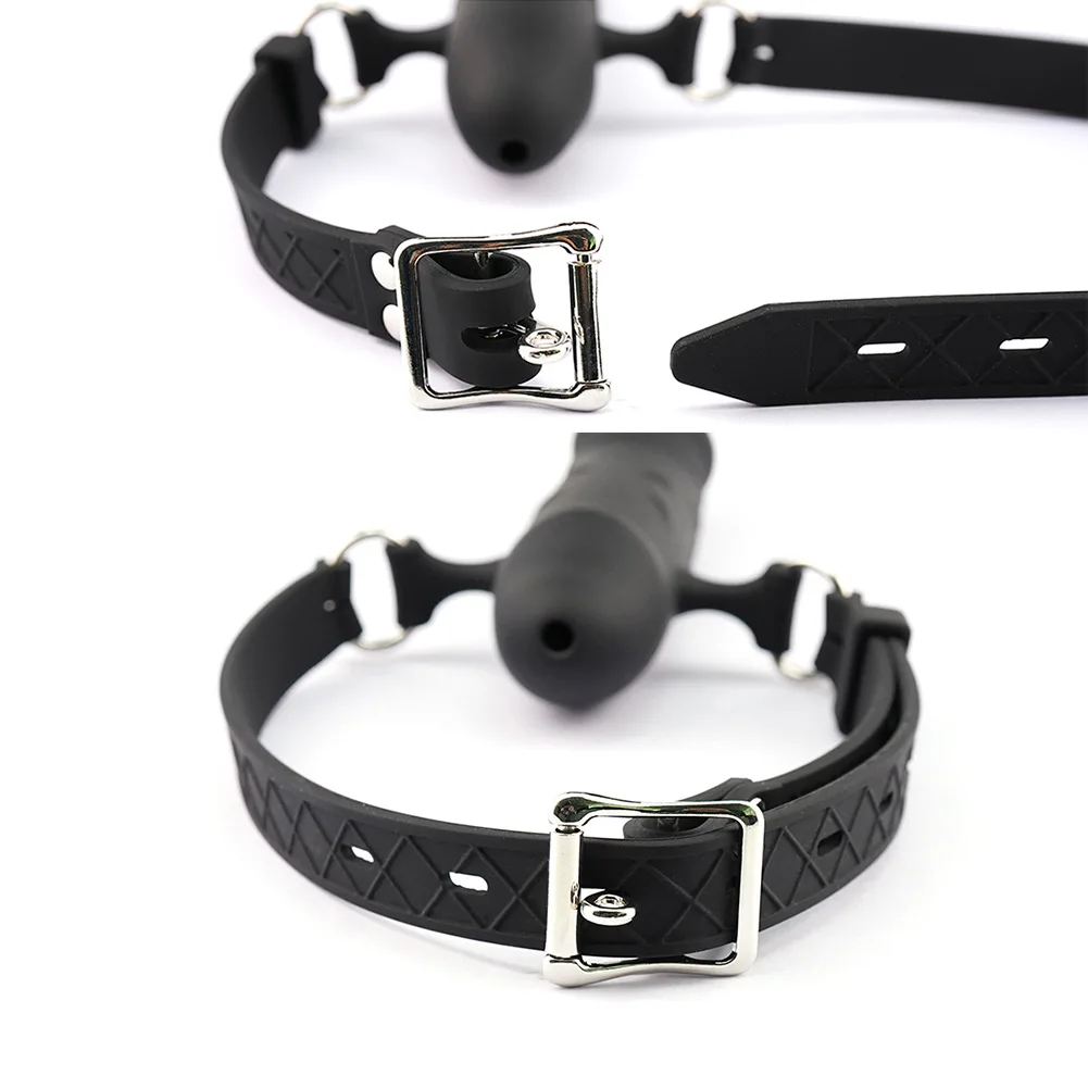 Double-Ended Dildo Deep Blowjob Sex Toy Gag Open Mouth Plug Leather Harness Lesbian Strapon Penis Butt Plug BDSM Erotic Bondage