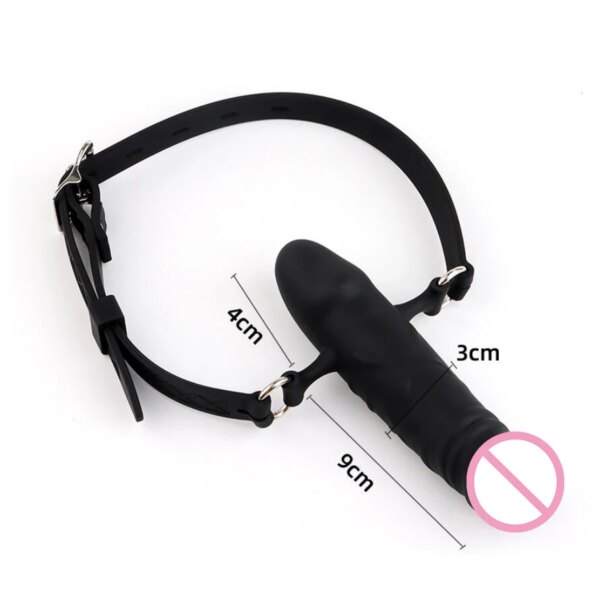 Double-Ended Dildo Deep Blowjob Sex Toy Gag Open Mouth Plug Leather Harness Lesbian Strapon Penis Butt Plug BDSM Erotic Bondage