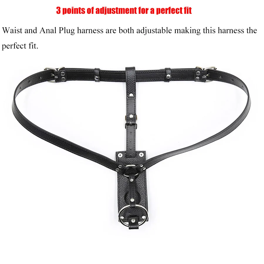 Leather Strapon Dildo Butt Plug Harness Chastity Panties With Penis Cock Ring Bondage Gear Restrained Sex Toys For Men Women