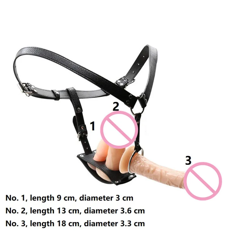 Leather Strapon Dildo Butt Plug Harness Chastity Panties With Penis Cock Ring Bondage Gear Restrained Sex Toys For Men Women