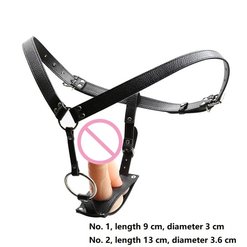 Leather Strapon Dildo Butt Plug Harness Chastity Panties With Penis Cock Ring Bondage Gear Restrained Sex Toys For Men Women