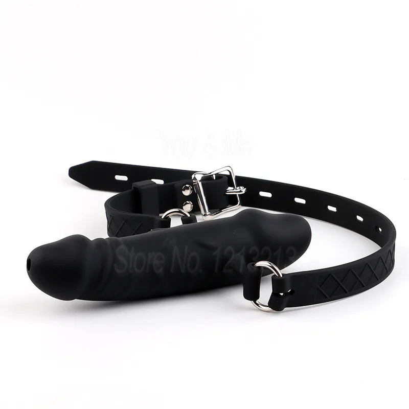 Full Silicone Double-Ended Open Mouth Gag Dildo Oral Fixation Strap On Slave Sex Toys Penis Plug Harness Bdsm Bondage For Couple
