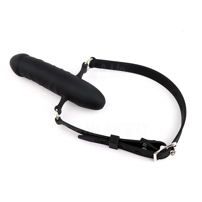 Full Silicone Double-Ended Open Mouth Gag Dildo Oral Fixation Strap On Slave Sex Toys Penis Plug Harness Bdsm Bondage For Couple
