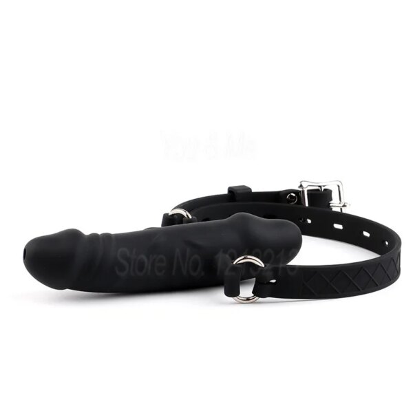 Full Silicone Double-Ended Open Mouth Gag Dildo Oral Fixation Strap On Slave Sex Toys Penis Plug Harness Bdsm Bondage For Couple
