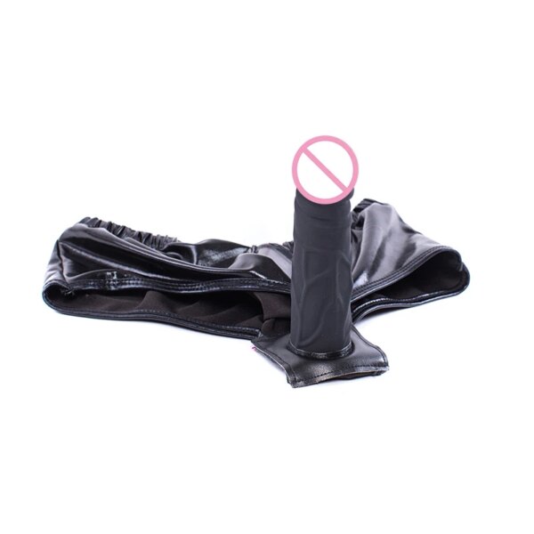 Strap on Double Dildo for Anal/Vaginal,Leather Strapon Panties Harness,Chastity Underwear,BDSM Lingerie, Strap-on Butt Plug