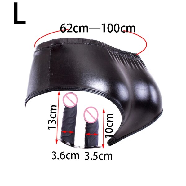 Strap on Double Dildo for Anal/Vaginal,Leather Strapon Panties Harness,Chastity Underwear,BDSM Lingerie, Strap-on Butt Plug