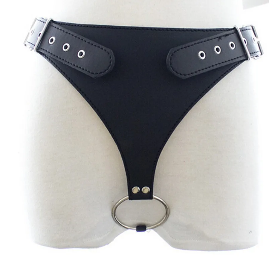 Leather Chastity Belt,Strapon Dildo Harness Underwear,Strap-on Anal Plug Butt Panties,Sex Toys For Women Men