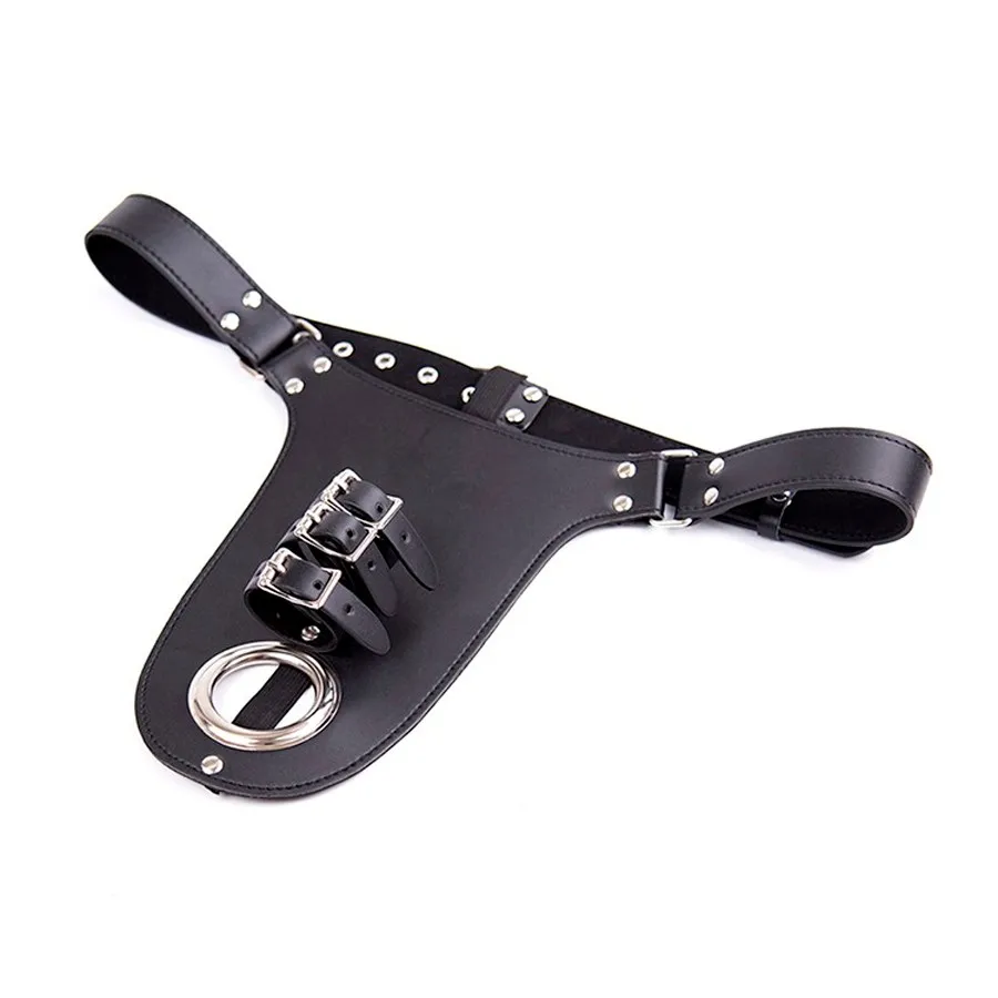 Leather Chastity Belt,Strapon Dildo Harness Underwear,Strap-on Anal Plug Butt Panties,Sex Toys For Women Men