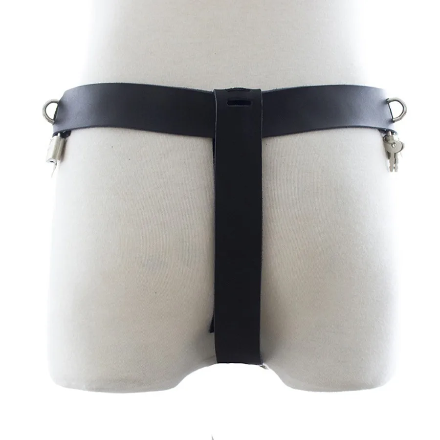 Leather Chastity Belt,Strapon Dildo Harness Underwear,Strap-on Anal Plug Butt Panties,Sex Toys For Women Men