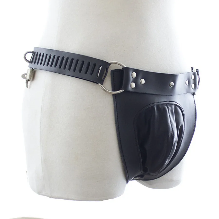 Leather Chastity Belt,Strapon Dildo Harness Underwear,Strap-on Anal Plug Butt Panties,Sex Toys For Women Men