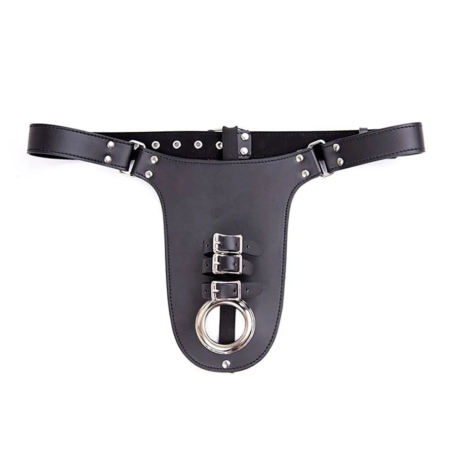 Leather Chastity Belt,Strapon Dildo Harness Underwear,Strap-on Anal Plug Butt Panties,Sex Toys For Women Men