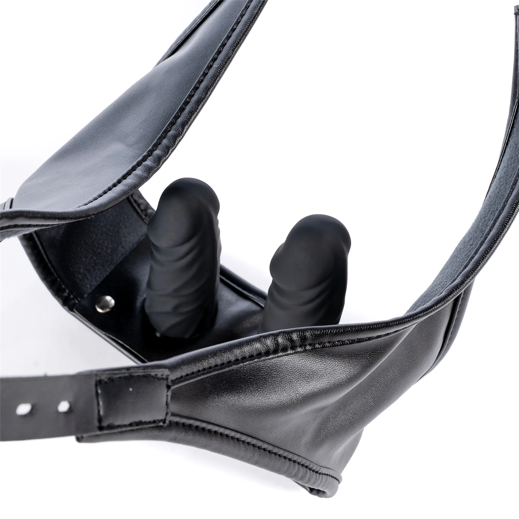 Leather Strapon Harness Panties,Strap On Double Dildo Anal Vaginal Plug Chastity Penis Briefs Sex Product For Women Masturbation