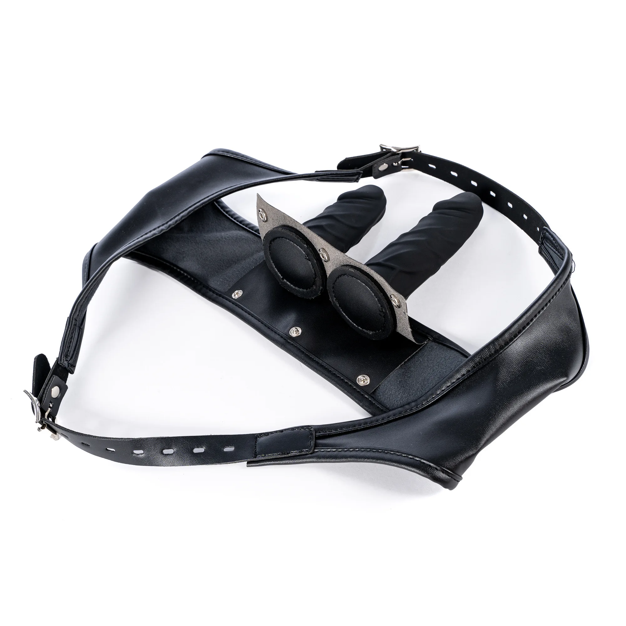 Leather Strapon Harness Panties,Strap On Double Dildo Anal Vaginal Plug Chastity Penis Briefs Sex Product For Women Masturbation