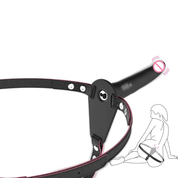 10 Speed Double Vibrator PU Leather Harness Vibrating Panties Lesbian Strap on Dildo Penis Vibrator Anal Plug Sex Toys for Women