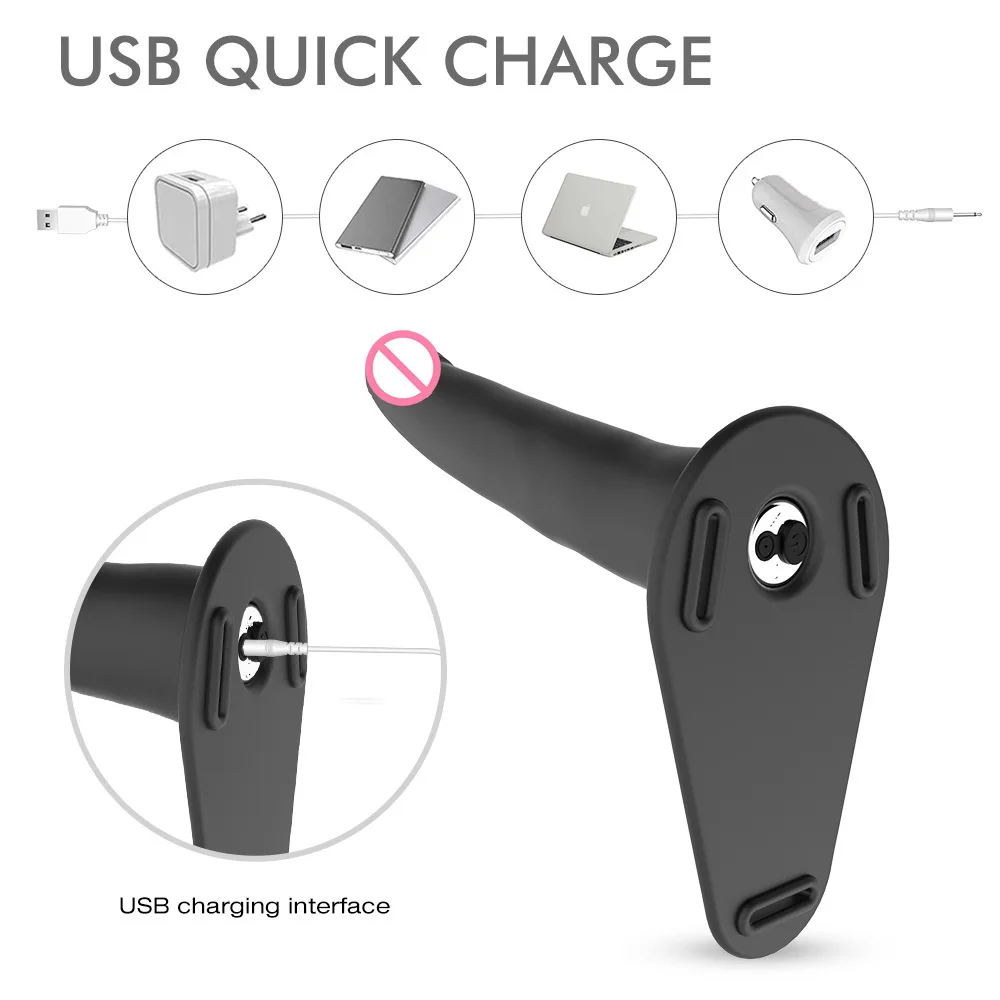 10 Speed Double Vibrator PU Leather Harness Vibrating Panties Lesbian Strap on Dildo Penis Vibrator Anal Plug Sex Toys for Women